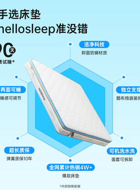 HelloSleep床垫家用卧室黄麻软垫可拆洗独立弹簧无胶水家庭用床垫
