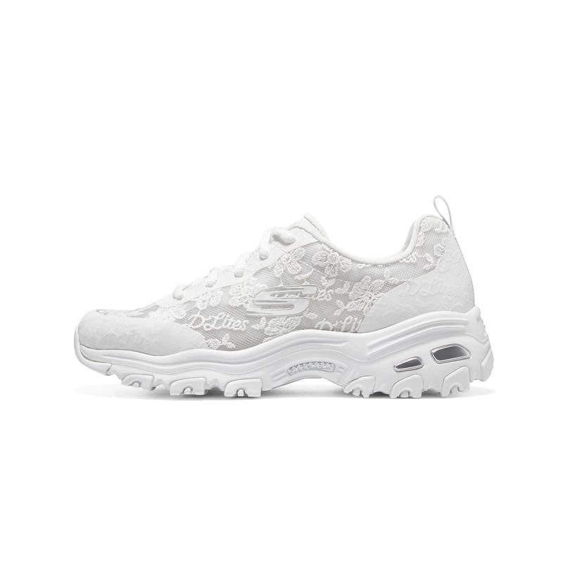 Skecher斯凯奇新款女士轻盈舒适老爹鞋透气蕾丝网布运动鞋896196
