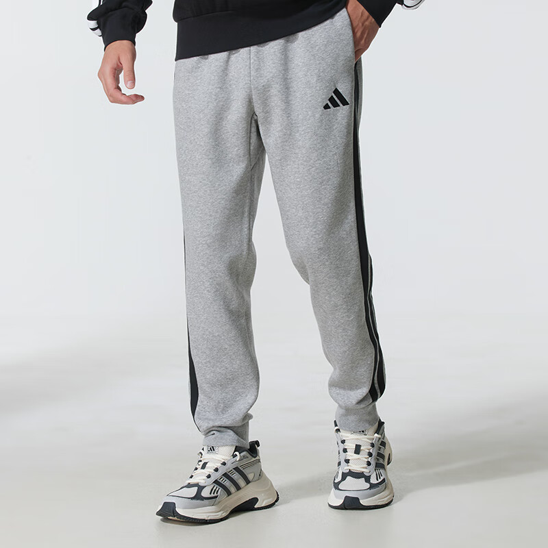 阿迪达斯男裤2025新秋季运动保暖加绒裤束脚长裤子JD1861 JE6318