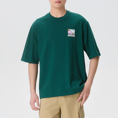 阿迪达斯男26年夏新款印花纯棉宽松短袖T恤KE4338 KE4339 KE4340