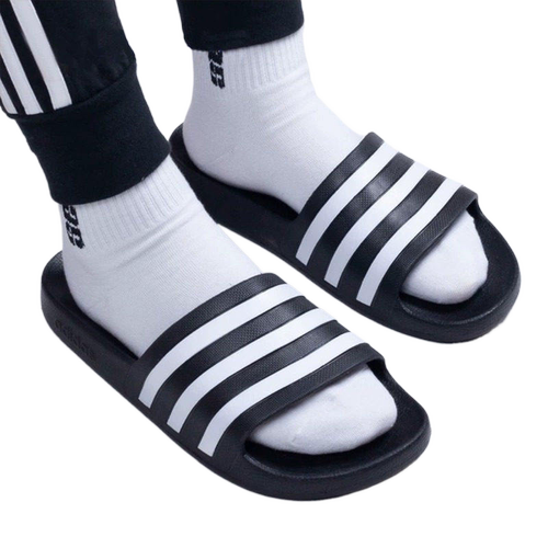 Adidas阿迪达斯拖鞋运动三条纹男女鞋户外凉鞋沙滩鞋 F35543