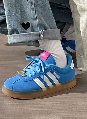 阿迪达斯女鞋冬季新款VL COURT3.0蓝色运动休闲鞋T头鞋德训鞋板鞋