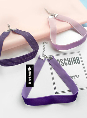 男女 欧美复古紫色丝绒choker天鹅绒简约光板chocker项圈锁骨颈链