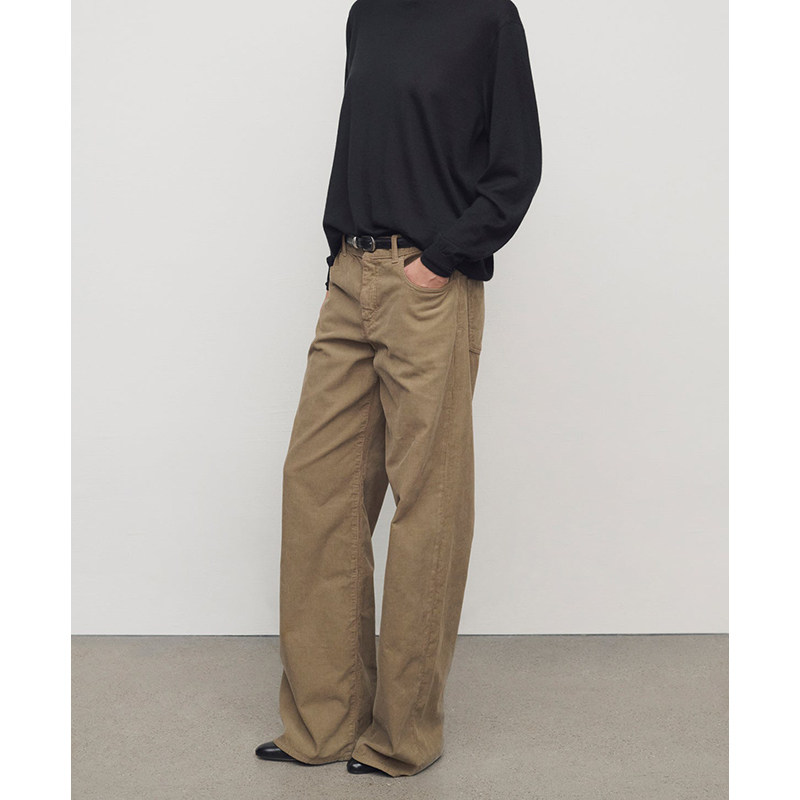 2026春新款ROW纯棉灯芯绒直筒阔腿裤女美拉德棕咖色加长保暖显瘦,女装/女士精品,休闲裤,淘宝优惠券,粉丝福利购,淘宝优惠卷