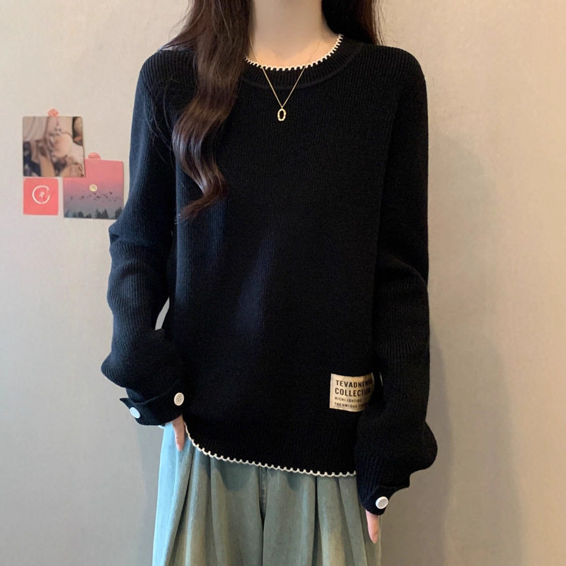 2025年胖妹妹秋冬装新款毛衣圆领韩版显瘦正肩针织衫宽松减龄上衣