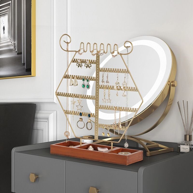 六边形耳夹发卡头绳饰品展示架耳环架子耳钉收纳展示架铁艺摆件