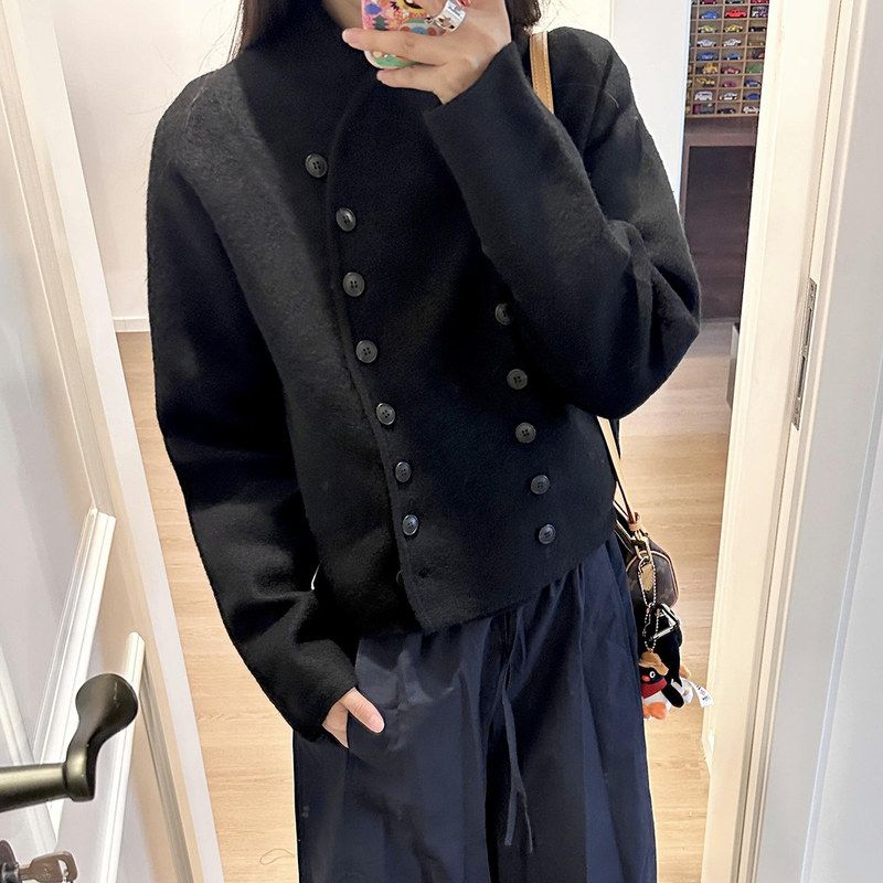 C*S原单女装 休闲版型缩绒羊毛工装夹克黑色2026秋新品1351848004