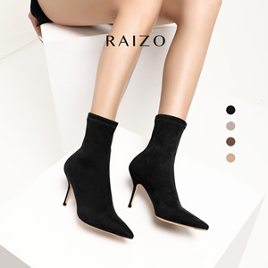 RAIZO细跟弹力靴女短靴尖头高跟手工鞋秋冬新款百搭真皮瘦瘦袜6色