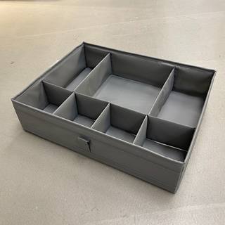 宜家国内代购 思库布 储物盒带格收纳盒内衣整理白黑44x34x11正品