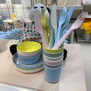 IKEA宜家卡拉斯杯碗碟刀叉餐具儿童便携防摔塑料勺子套装国内代购