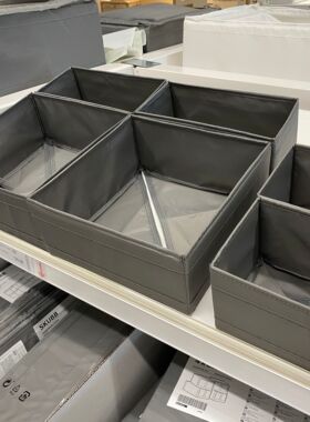IKEA宜家国内代购 思库布 储物盒收纳箱6件套 整理箱白色黑色正品