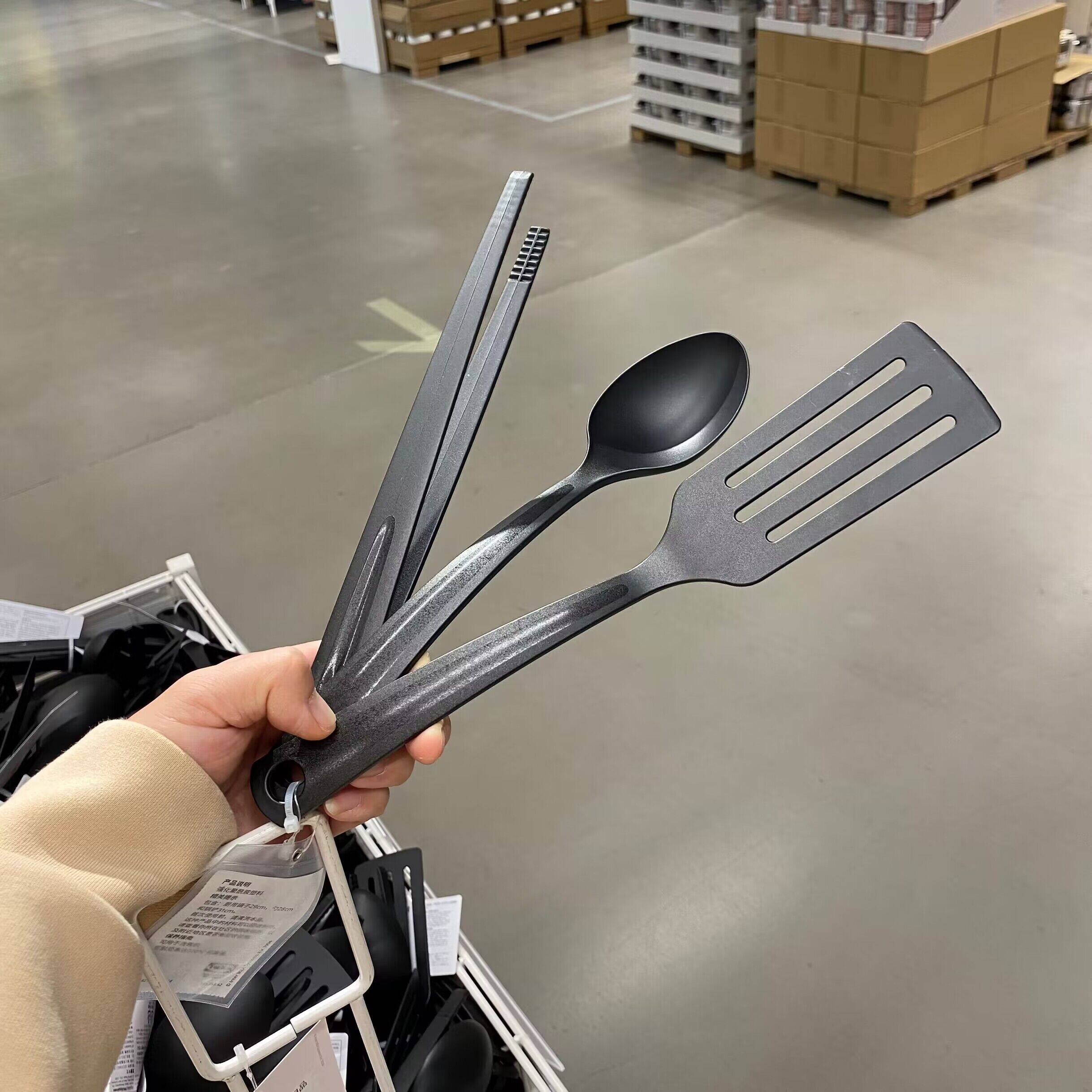IKEA宜家格纳普 厨具3件套家用厨房镊子勺子锅铲不粘涂层专用套装