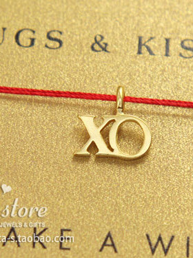 丝线款925银/银镀金 XO亲亲抱抱 吊坠许愿项链  美国Dogeared正品