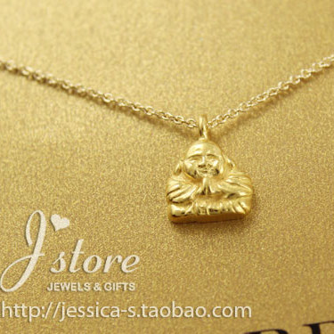 欢喜佛 许愿项链 925银 银镀金链锁骨链 美国Dogeared正品