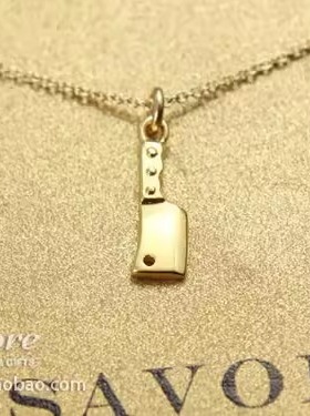 迷你小菜刀锁骨链 财到 银镀金许愿项链 美国 Dogeared正品