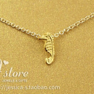 迷你小海马 许愿项链 925银镀金 金色锁骨链 美国Dogeared正品
