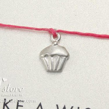 上蜡亚麻线 925银【纸杯蛋糕】吊坠 许愿手绳 美国Dogeared正品
