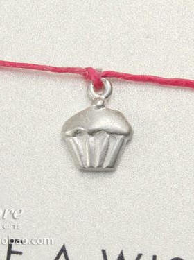 上蜡亚麻线 925银【纸杯蛋糕】吊坠 许愿手绳 美国Dogeared正品
