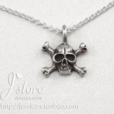 交叉骨骷髅 许愿项链 925银锁骨链 做旧效果吊坠美国Dogeared正品