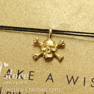 丝线款 银镀金【交叉骨骷髅】吊坠 许愿项链 美国Dogeared正品