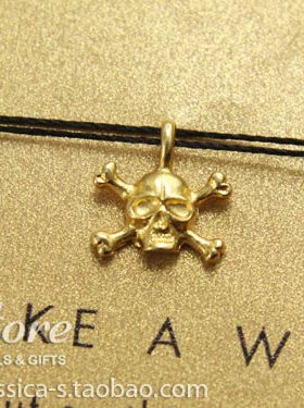 丝线款 银镀金【交叉骨骷髅】吊坠 许愿项链 美国Dogeared正品