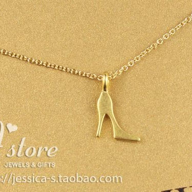 简单细高跟鞋 许愿项链 925银镀金锁骨链项链 美国Dogeared正品