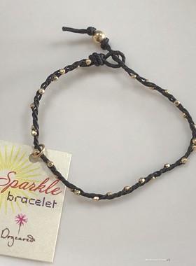 上蜡亚麻线 银镀金迷你珠珠手绳 多股许愿手绳 美国Dogeared正品