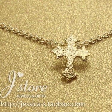 哥特十字架 许愿项链 925银 银镀金链锁骨链 美国Dogeared正品