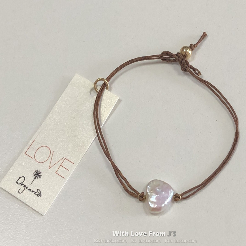 停产款 上蜡亚麻线 LOVE 心形贝母许愿手绳 美国Dogeared正品