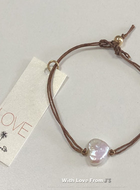 停产款 上蜡亚麻线 LOVE 心形贝母许愿手绳 美国Dogeared正品