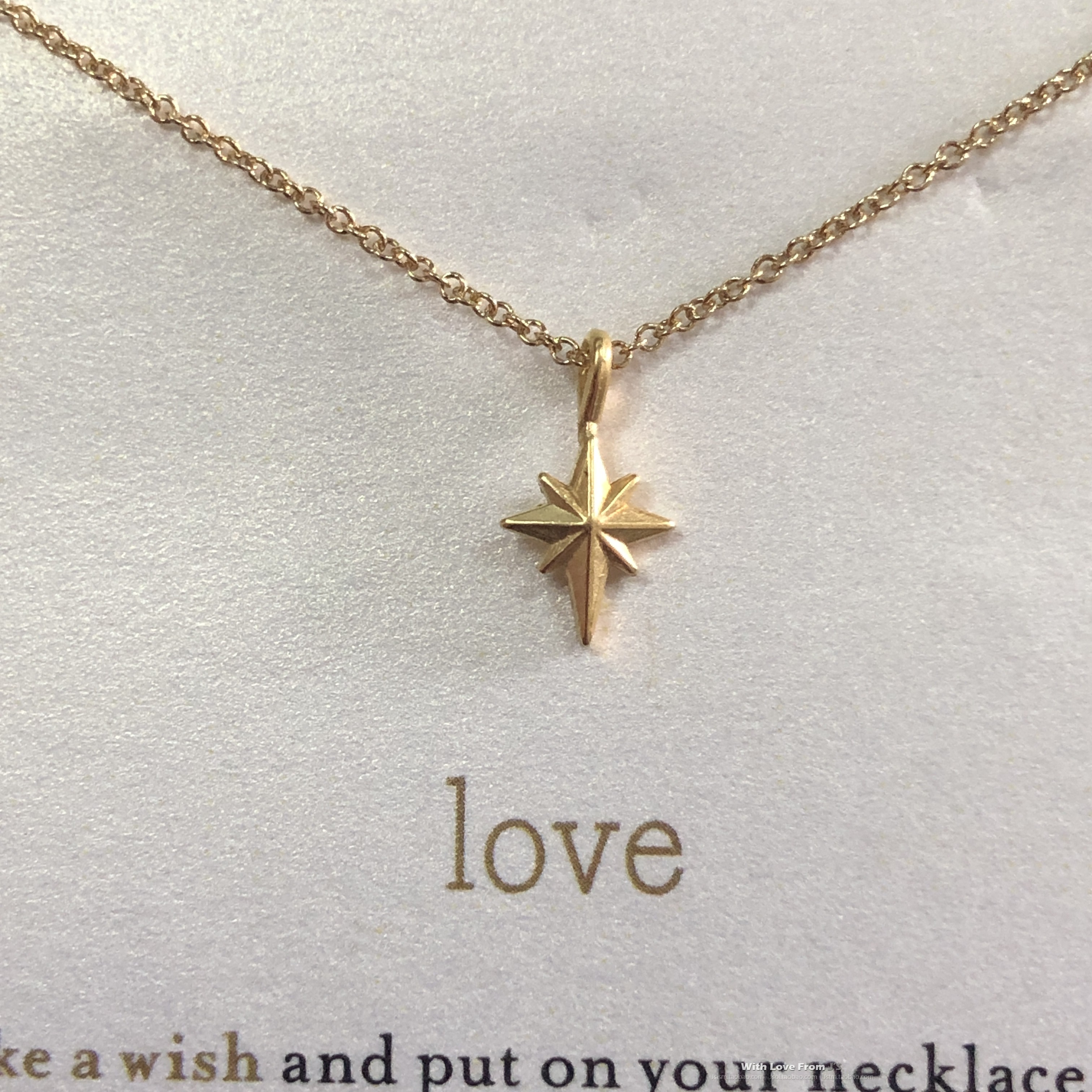 love主题卡片 北极星 许愿项链 银镀金链锁骨链 美国Dogeared正品