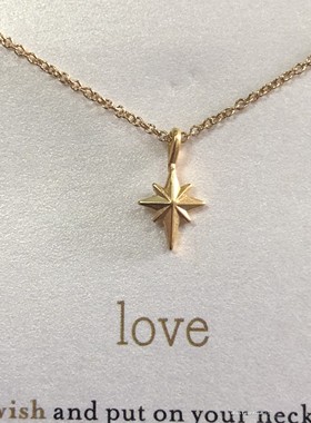 love主题卡片 北极星 许愿项链 银镀金链锁骨链 美国Dogeared正品