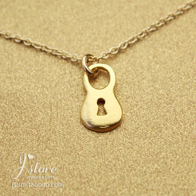 简单小锁 许愿项链 925银镀金链锁骨链 美国Dogeared正品