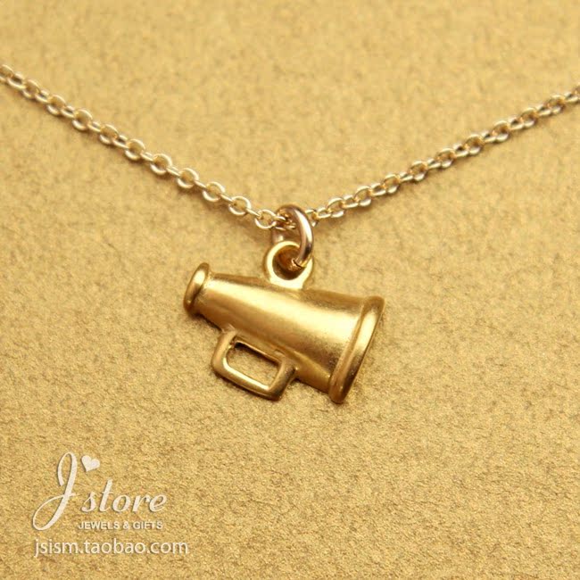 扩音器 喇叭 许愿项链 925银镀金锁骨链 拉拉队 美国Dogeared正品