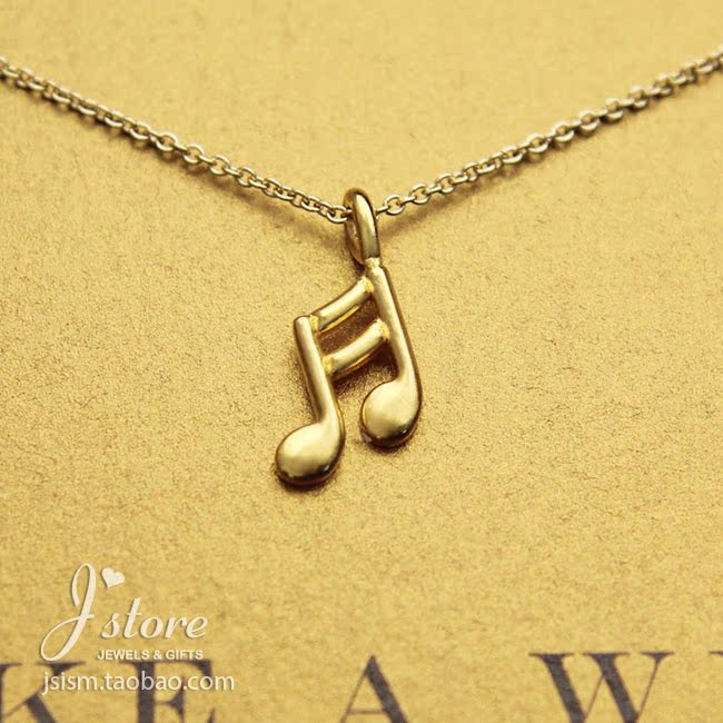 双音符 许愿项链 925银镀金链锁骨链 美国Dogeared正品