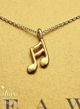 双音符 许愿项链 925银镀金链锁骨链 美国Dogeared正品
