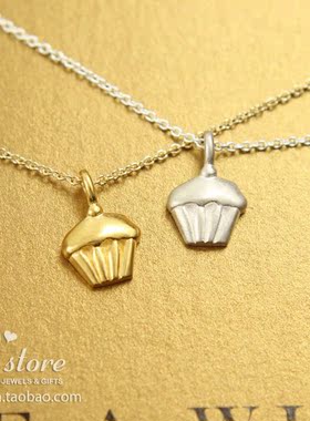 纸杯蛋糕 许愿项链 925银 银镀金链锁骨链项链 美国Dogeared正品