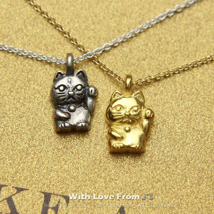 招财猫 许愿项链 银镀金锁骨链 金色银色链子 美国Dogeared正品