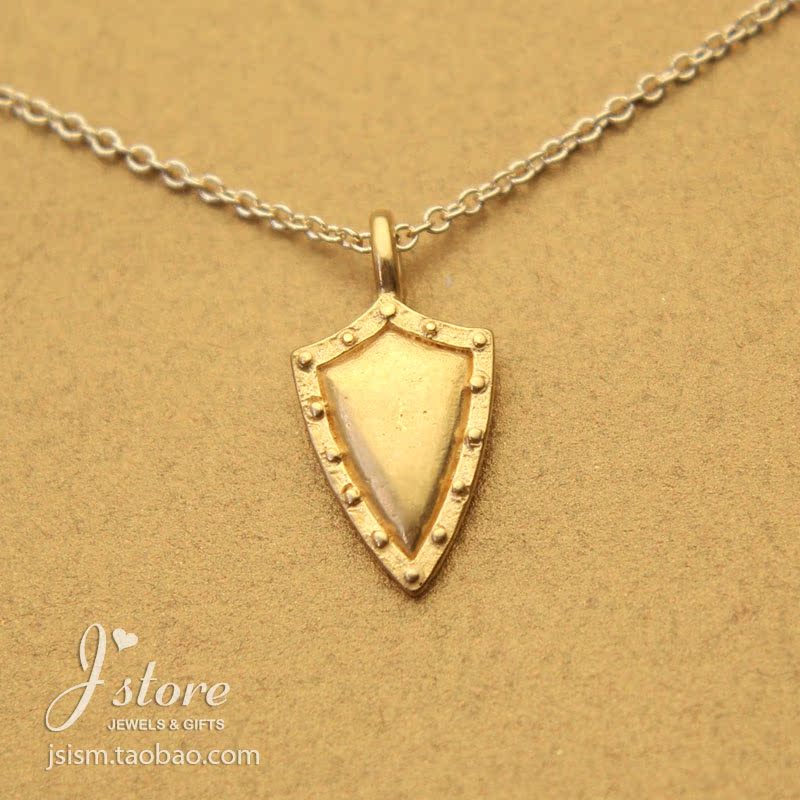 守护盾牌 许愿项链 925银 银镀金链锁骨链 美国Dogeared正品