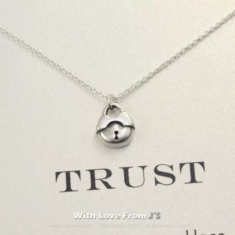 信任小锁 许愿项链 925银链锁骨链 复古小锁 美国Dogeared正品