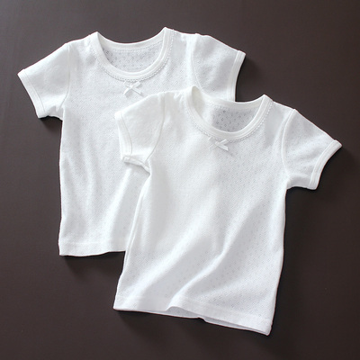 白色短袖两件装纯棉日系圆领打底