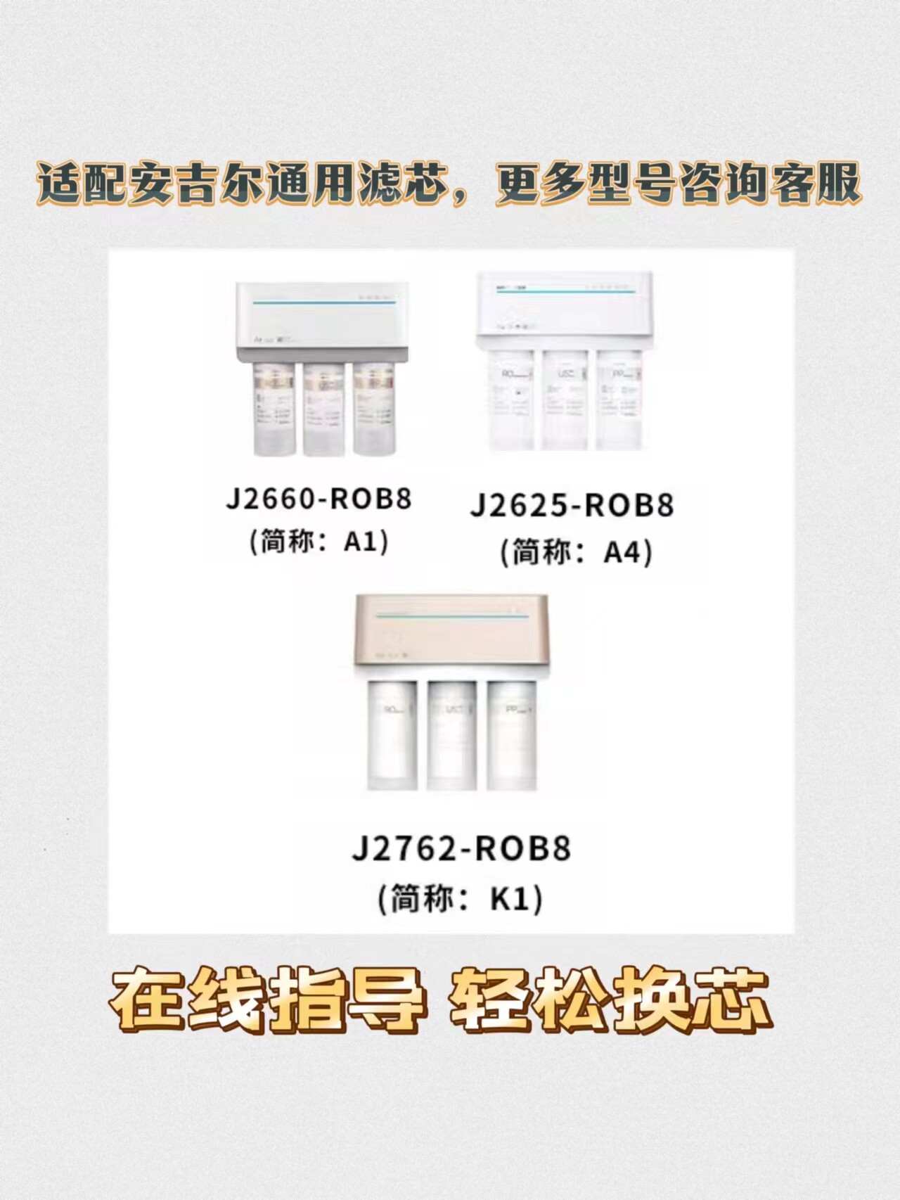 适用安吉尔净水器滤芯J2660-ROB8/J2762-R0B8/J2625-R0B8通用滤芯