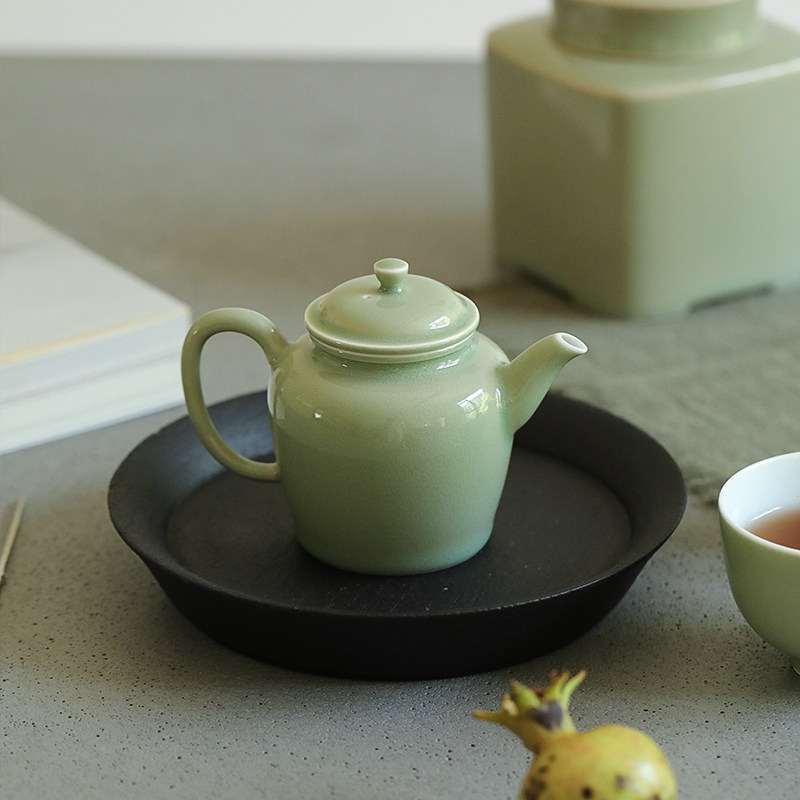 雅辑 君子壶。高温瓷手工功夫茶具泡茶壶 主泡器 青玉/蜜蜡黄双色