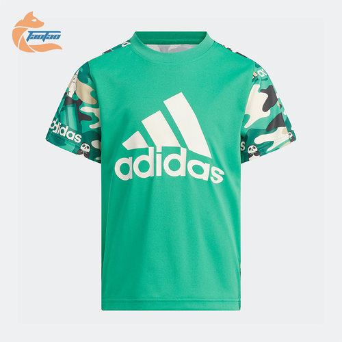 Adidas/阿迪达斯正品春季新款小童印花休闲透气短袖IA8214