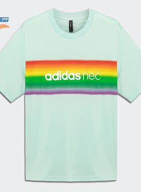 Adidas/阿迪达斯正品2021夏季新款neo男女运动短袖T恤H65035