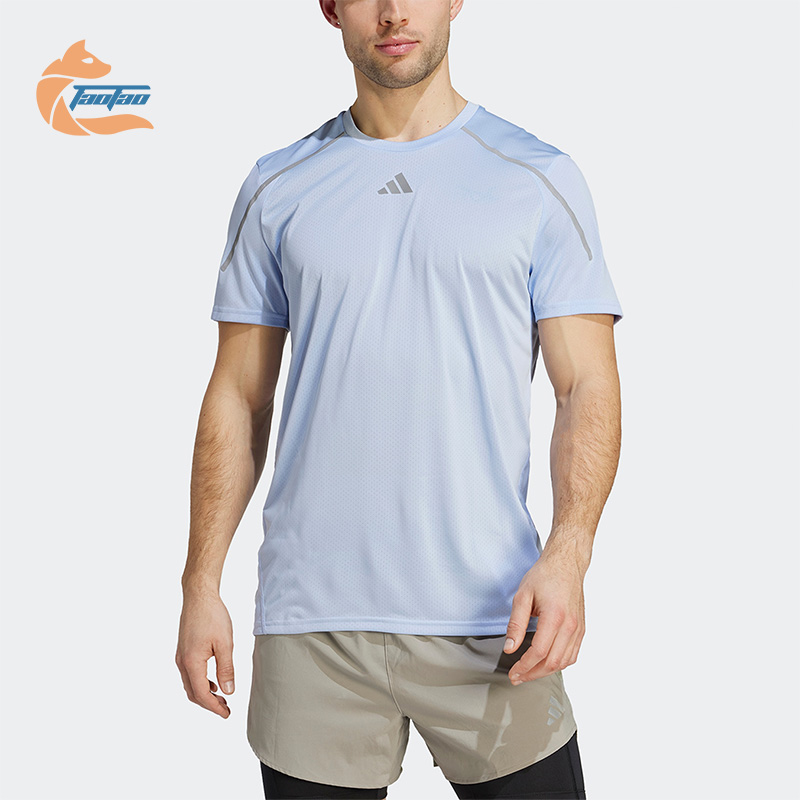 阿迪达斯正品男子圆领跑步短袖