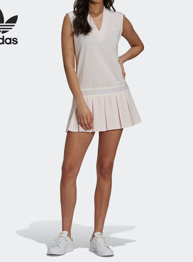 Adidas/阿迪达斯正品三叶草女子夏季无袖V领运动连衣裙H56443