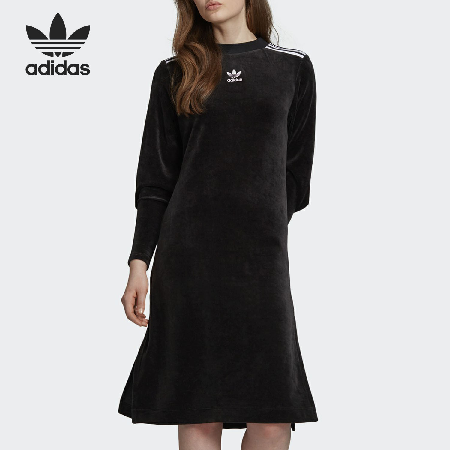 Adidas/阿迪达斯正品三叶草SWEATER DRESS 女子气质连衣裙 EJ9058