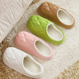 2025毛绒棉拖鞋女士新款加绒无跟可爱情侣居家冬季保暖月子室内