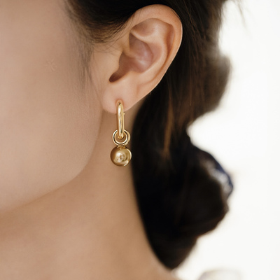 WHYs金巧克力色珍珠耳钉